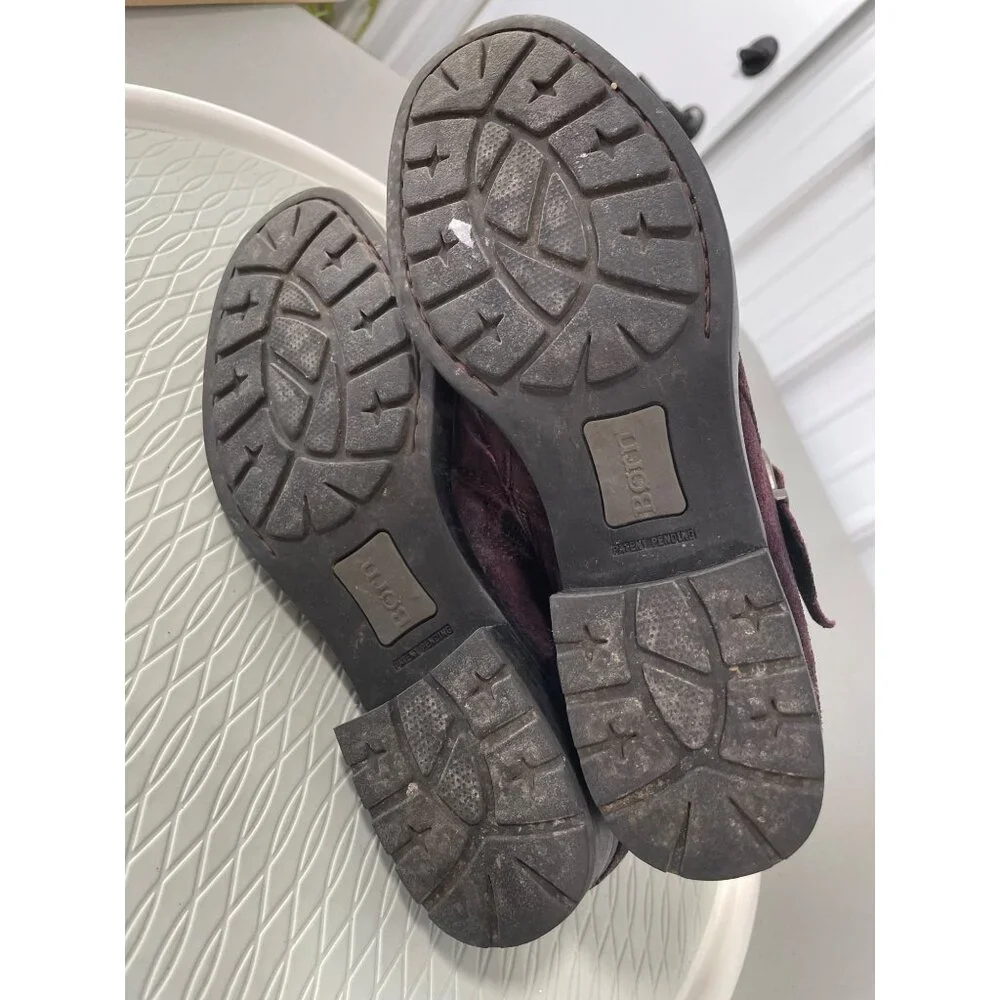Born Adler Double Buckle Ankle Bootie Womens 7.5 Round Toe Burgundy Hippie Retro - Picture 7 of 8